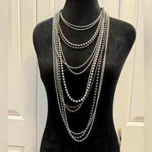 CHICO’S multi strand silver tone statement necklace